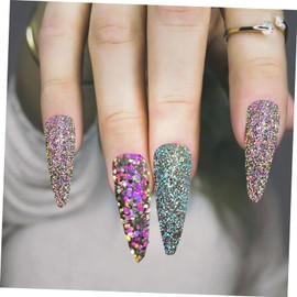 Baluue Nail Enhancement Glitter Iridescent Nail Art Sequins Diamond Glitter Powder for DIY Pedicure