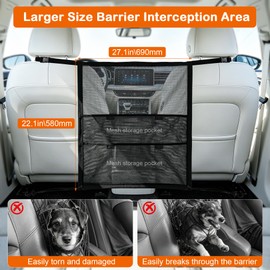 Dog Car Barrier Net Divider with 2 Large Storage Pockets