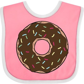 inktastic Chocolate Donut, Doughnut, Glaze, Icing, Sprinkles Baby Bib Pink and White 391b4
