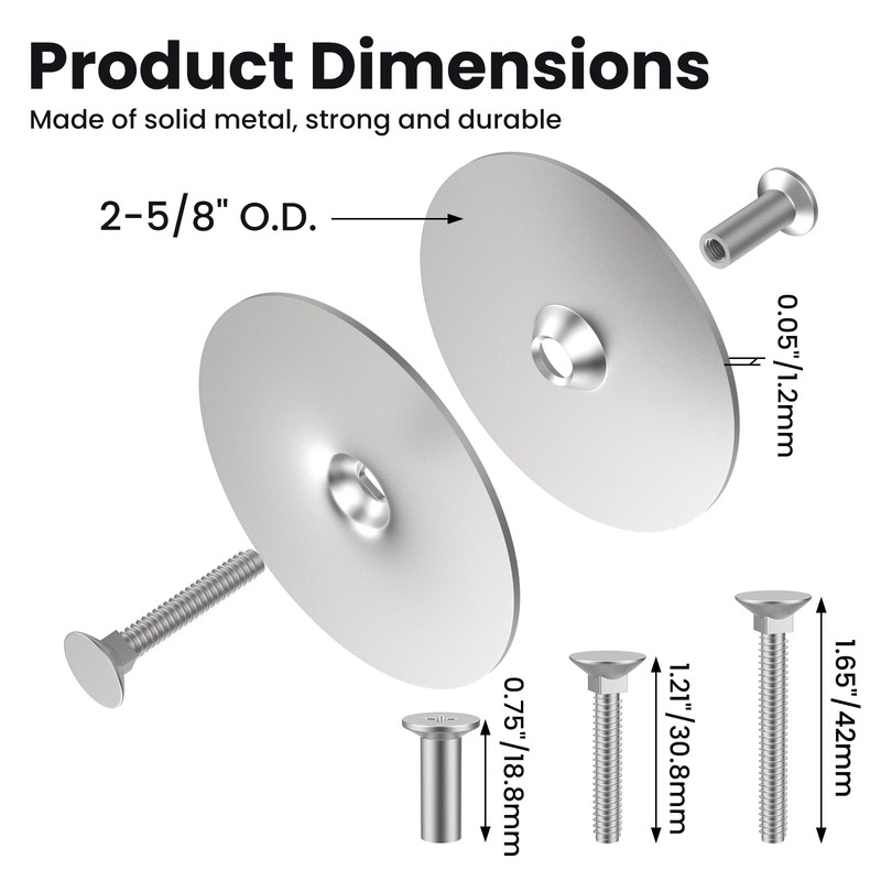 MILYARD 2 Pcs 2-5/8" Diameter Door Hole Cover Plate, Round