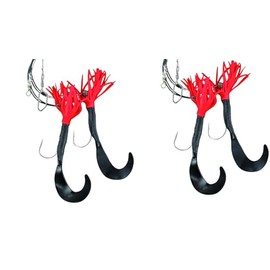 Behr Set of 2 Pilk Leaders with Fringes with 2 Arms, Rubber Fish Luminous Norway Ready Assembled Length 120 cm + Free Petri Heil! Sticker (Black/Red)