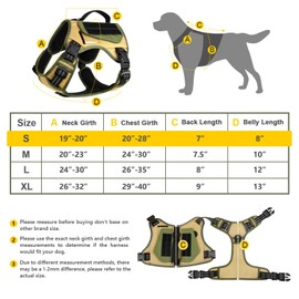 WINGOIN Tactical Dog Harness for Small Dogs, No Pull Harness with Handle 2 Pockets Poop Bag, Reflective Dog Vest, Military Service Heavy Duty Big Dog Harness for Walking Hiking Training, Khaki, S