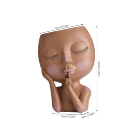Pcscevcr Resin Succulent Planter Pot, Creative Human Head Vase, Modern Female Face Planter Pot with Drainage Hole, for Home Garden Decoration (Light brown)