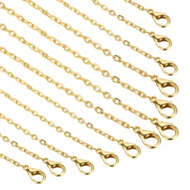 sourcing map 20 Pack 24 Inch Necklace Chains Bulk 2mm Gold Plated Cable Chains with Lobster Clasps for Jewelry Making