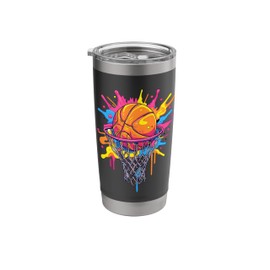 Colorful Basketball Tie Dye Color Splash Basketball Hoop Net Stainless Steel Insulated Tumbler