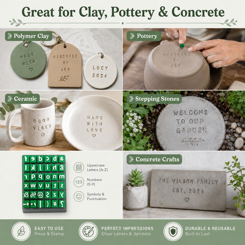2 Pack Clay Stamps Alphabet Set, Alphabet Stamps for Clay