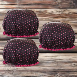 3 Sun Hair Styling Dye Waterproof Double Shower Hair Caps 6pcs Black Pink / 쓰리썬 헤어스타일링 염색약 방수 이중 샤워 헤어캡 6개 블랙핑크