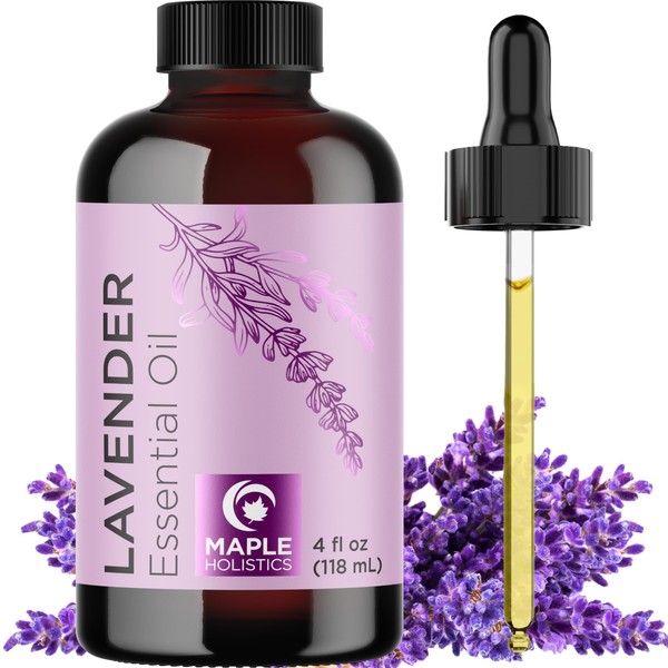 Pure Lavender Essential Oil 4oz - Relaxing Lavender Oil Essential Oil for Diffuser Aromatherapy Sleep and Mood - Pure Lavender Oil for Hair Skin and Nails Plus Calming Aromatherapy Oil for Diffuser