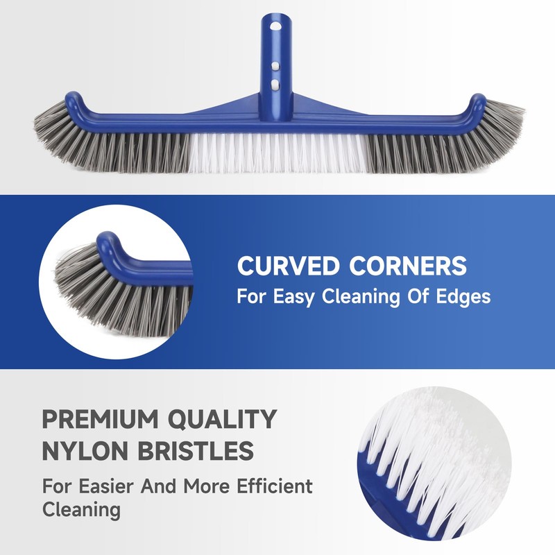 Pool Cleaning Kit, 16'' Pool Brush Head & Pool Skimmer