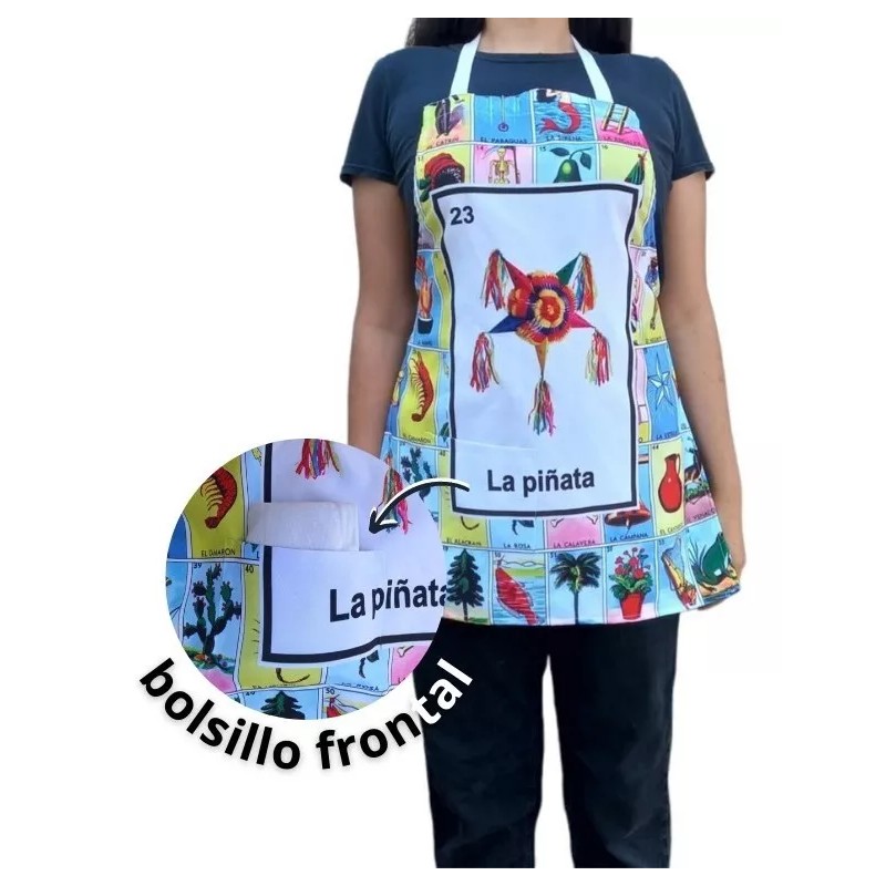 Texben 12 Mandiles Lotería Navideña Para Cocina Sublimados