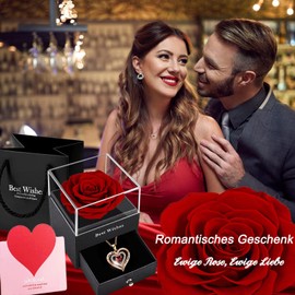 Ewige Rose,Konservierte Echte Rosen ,Handgefertigte Blumen Rosenbox,Romantisch Geschenkebox für Muttertag Valentinstag Weihnachtsfeiertag Verlobung Heirat Frauen Oma Ehefrau Jahrestag Geburtstag