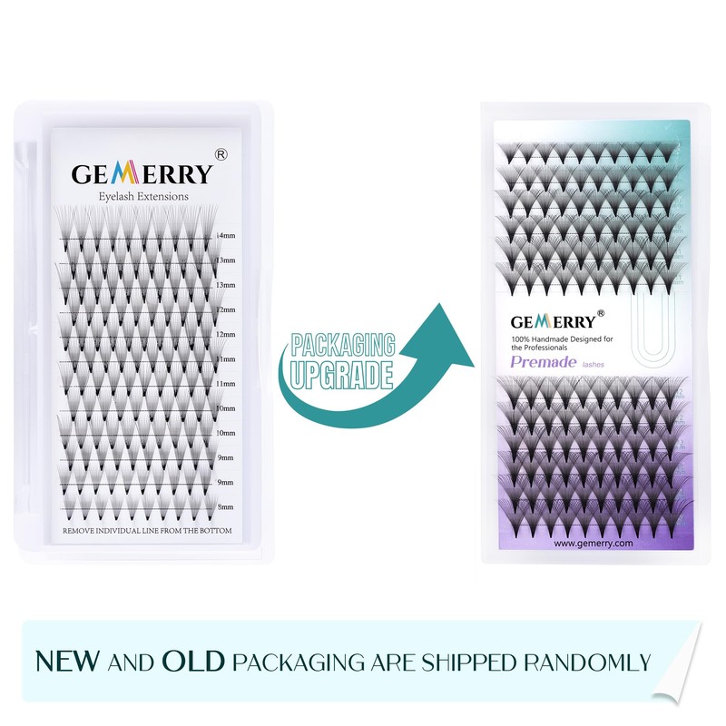 GEMERRY Pack of 2 eyelash extensions, 10 D 0.07 volume,