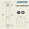 HOMYEP Shower Arm with Flange 8 Inch Square Shower Arm