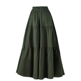 OSTOO Women's Summer Long Flowy Renaissance Skirt with Pockets - Boho High Waist A-Line Maxi Skirt（Army Green,XXL
