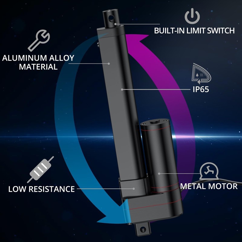 Justech 12V Heavy-Duty Linear Actuator 660LBS/3000N-6inch/150mm Silent IP65 Electric Actuator