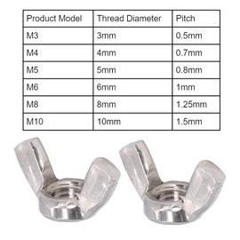 Surtido de Tuercas de Mariposa de 50 Uds., Kit Surtido de Tuercas de Mariposa, Repuesto de Tuerca de Acero Inoxidable 304, Piezas de Hardware DIN 315 (M3)