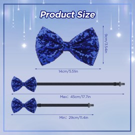 Neptniopllab Royal Blue Shiny Sequin Bow Tie for Men Sparkling Pre-Tied Bowtie Glitter Christmas Birthday Party Fancy Dress