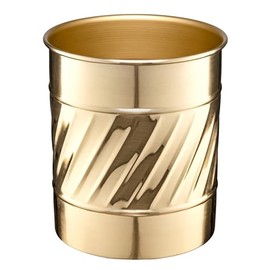 Monarch Abode Kitchen Utensil Holder – Wave Embossed Metal Brushed Gold Utensil Holder, Decorative Utensil Crock for Kitchen Counter, Cooking Tool and Spatula Holder for Countertop, Caddy Organizer