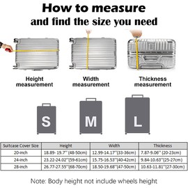 HOSTK Suitcase Cover Clear PVC Luggage Protector, Transparent Luggage Cover with 3 Luggage Tags, No-Removal Waterproof Luggage Protective Cover Case for Wheeled Luggage, Suitcase (28-Inch)