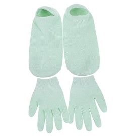 Baluue 4 Pack Moisturizing Gel Gloves Socks Set Soften Dry Skin Reusable Spa Gloves for Daily Care Random Color