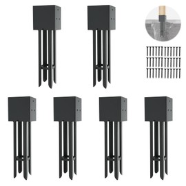 6 Pcs 4”x4“ Concrete Post Anchor,(Actual 3.6"x3.6") Wet Concrete Foundation Post Base Holder Support for Fence, Deck,Railing, Pergola Wood Post Bracket Anchor