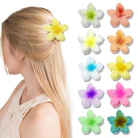 10 Stück Blumen Haarklammer, Niedliche Kunststoff Haarklammern, Große Klauen Haarspangen, Hawaii Haarspange für Frauen, Egg Flower Hair Claw Clips, Rutschfest Haarspangen für Dickes Dünnes Haar