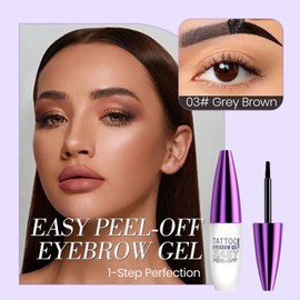 Tattoo Eyebrow Gel Easy Peel Off - Gray Brown Eyebrow Tattoo Easy Peel-Off Eye Brow Gel, Natural Brow Color for Women Sparse Brows, Lasts 3 Days, Waterproof At-Home Salon Results - 03