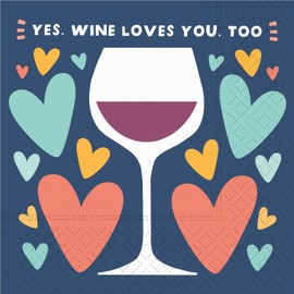 Design Design Yes Wine Loves Beverage Napkin, 5-Inch, Multicolor, 20 Sheets