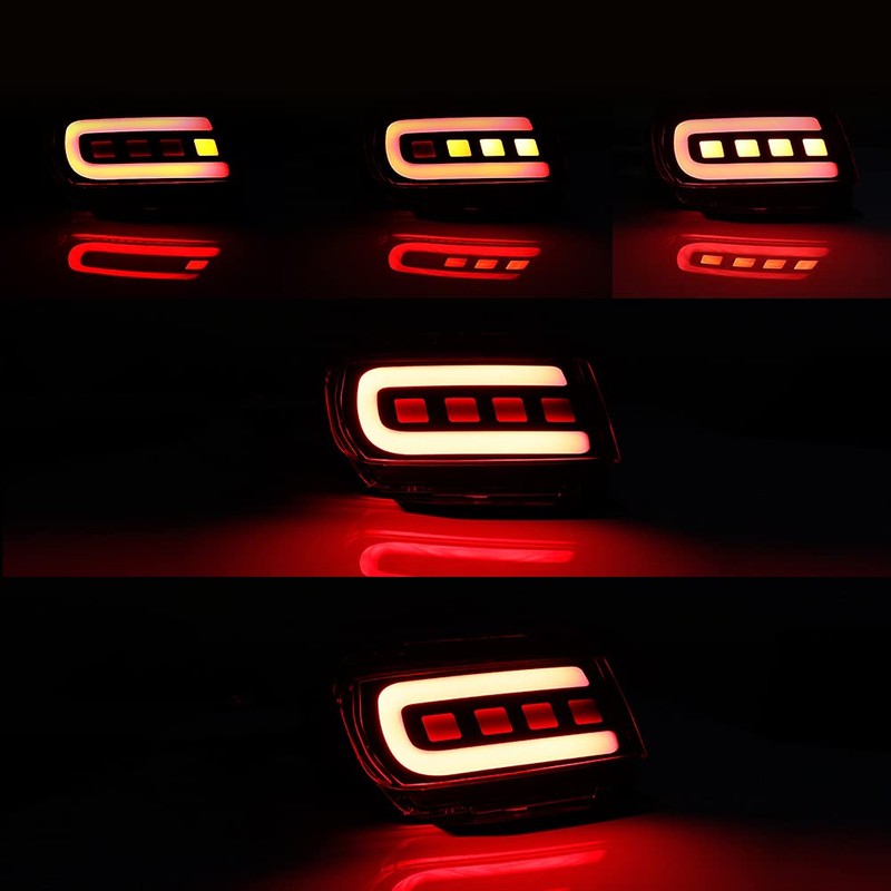 GTINTHEBOX 3D Optic Red LED Rear Bumper Reflectors Brake Tail