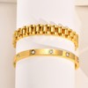 Gold Women Bangle Tennis Bracelet - Stainless Steel Gold Plated