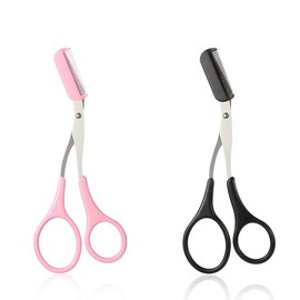 Pack of 2 Eyebrow Scissors Trimmer Scissors with Comb for Shortening Eyebrow and Eyelashes for Women and Men