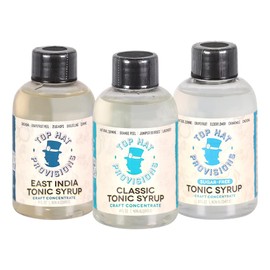 Top Hat Tonic Syrup & Quinine Concentrate Sampler Kit - East India Tonic Syrup, Classic Tonic Syrup & Sugar Free Elderflower Tonic Syrup - 3 pack combo kit of 4oz bottles