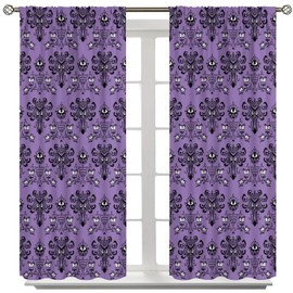 ZhiRain - Cortinas de Halloween de terror, cortinas espeluznantes con bolsillo para barra para recámara, sala de estar, cortinas de decoración con aislamiento térmico, juego de 2 paneles de 52
