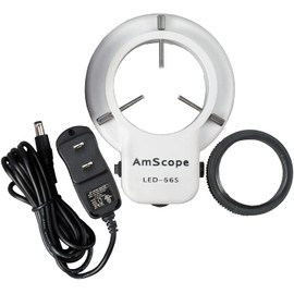AmScope - 56 LED Microscope Ring Light, Adjustable Illuminator Lamp for Stereo Zoom Microscopes and Cameras - White - LED-56S-ZK