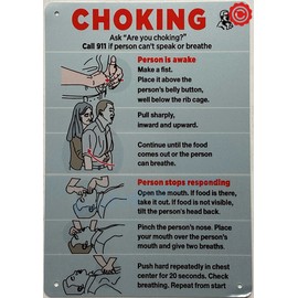 CHOKING POSTER SIGN- Resturant choking sign (ALUMINIUM, REFLECTIVE. 7X10 INCH,HEAVY DUTY, RUST FREE, WHITE)