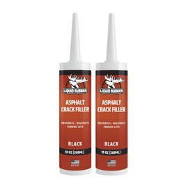 Liquid Rubber Asphalt Crack Filler - Professional-Grade Self-Leveling Waterproof Sealant for Driveway, Parking Lot & Walkway Cracks - Black 10oz - Helps Stop Water Intrusion & UV Damage - 2 Pack
