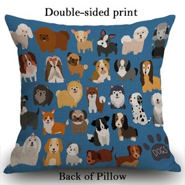 Smooffly Cute Dog and Puppy set Cushion Cover Outdoor Furniture Decorative Linen Square Double Sided Printing Pillow Cover for Home Office Sofa Couch Car Garden 45 x 45cm 18 x 18 inches