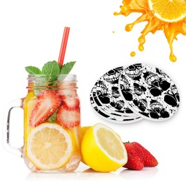 visesunny Dead Skull Pattern Drink Coaster Moisture Absorbing Stone Coasters with Cork Base for Tabletop Protection Prevent Furniture Damage, 2 Pieces