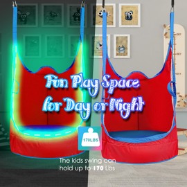 Upgraded Kids Pod Swing Chair,Child Hanging Hammock Chair,900D Oxford Cloth Pod Swing Seat for Indoor and Outdoor with All Accessories