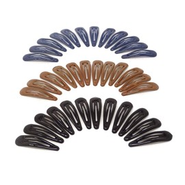 yueton 36pcs Black Blue Brown Glossy Snap Prong Clips Bendy Hair Clips Barrettes for Ladies Girls Hair Bows