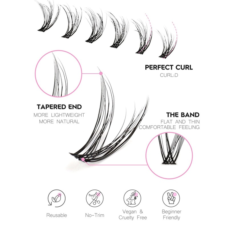 Wispy Lash Clusters Natural Lashes Clusters Short Individual Lashes Soft