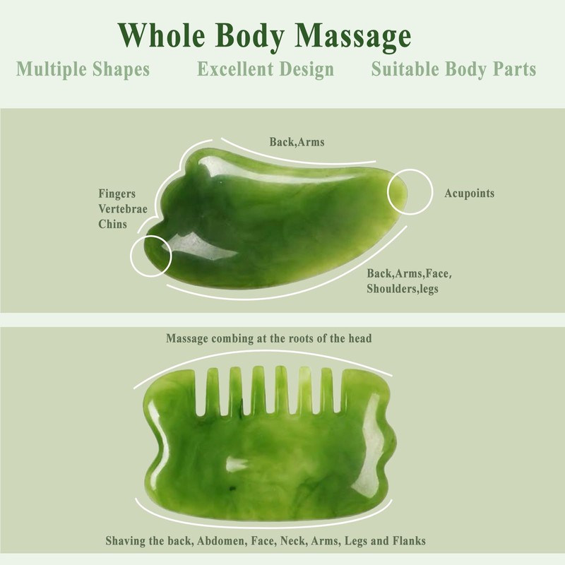 Dancepanda Gua Sha Facial Tools,Guasha Tool for Face,Lymphatic Drainage Massager(2PCS,Green)