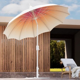 LAUSAINT HOME 9ft Pagoda Patio Umbrella, Outdoor Umbrella Petal Shape Canopy, Patio Table Umbrella Pool Market Umbrella with 360° Rotation, Push Button Tilt & Easy Crank
