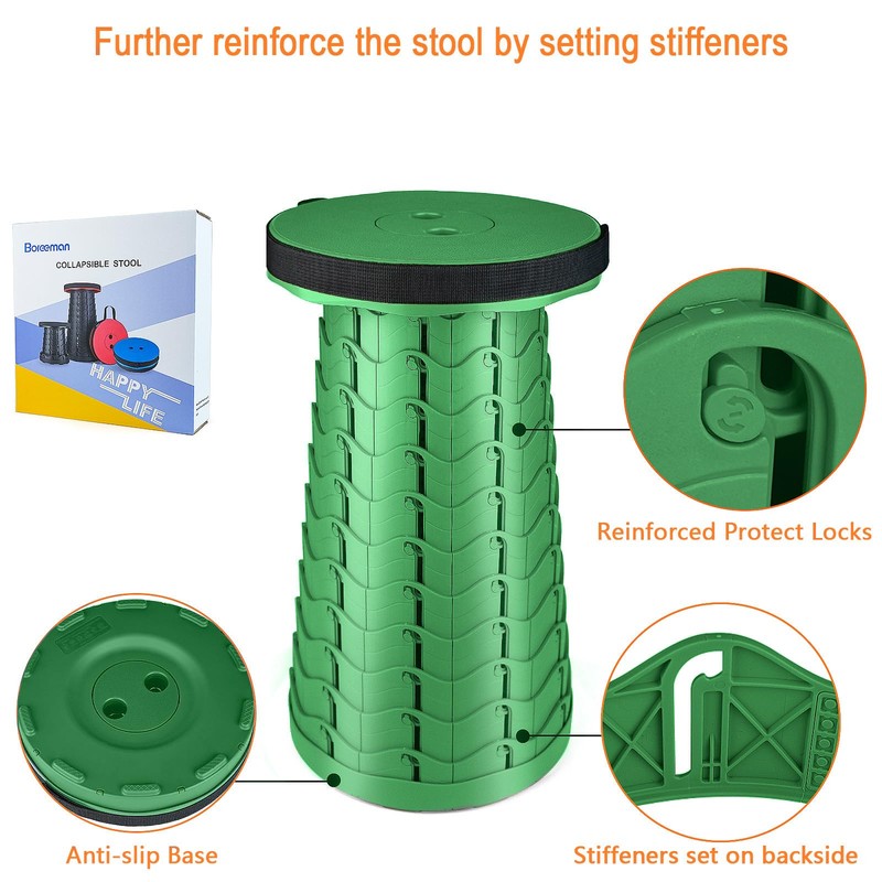 Boreeman Upgraded Folding Stool Lightweight Yet More Sturdy with Load