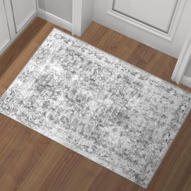 LOOMY 2x3 Washable Rug for Kitchen & Bedroom Floor or Entryway, Soft Indoor Mat for Inside House, Small Throw Carpet Bathroom Rug, Gray Carpet