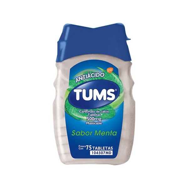 Tums Menta Tabletas Masticables 500 Mg, 75 Tabletas