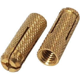(Pack of 100) Brass Drop in Anchors 3/16" x 25/32" (M5 x 20 mm), Bolt Sleeve, Expansion Wall Dowels, Masonry Concrete Anchor