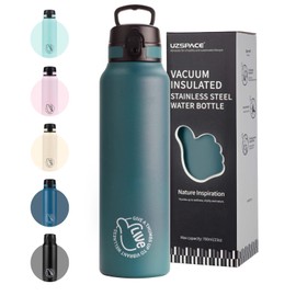 UZSPACE Stainless Steel Water Bottle 1 L (970 ml), Insulated Double-Walled Sports Bottle with Flip Lid, One-Hand Opening, Leak-Proof, Water Bottle for Hiking, Sports, Fitness, Gym, Outdoor, Workout,