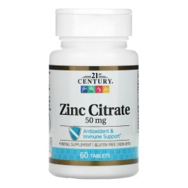 **Citrato de Zinc 50 mg 21st Century**, 60 Tabletas, Zinc Importado