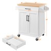 Yaheetech Kitchen Cart with Bamboo Tabletop, 34.5" Width Rolling Kitchen